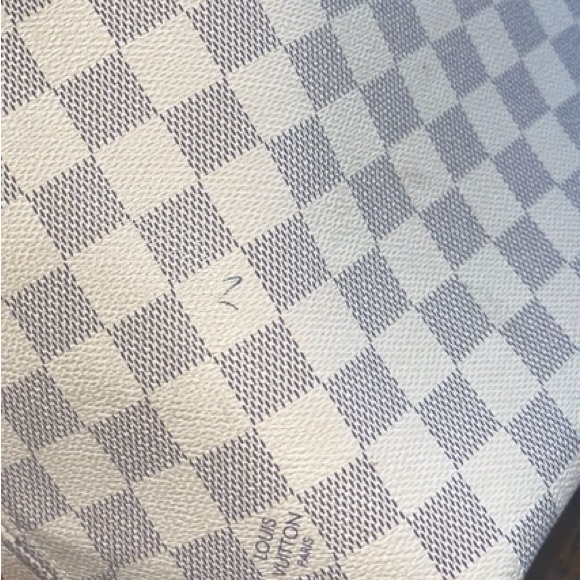 Louis Vuitton Neverfull MM White W/P Damier Azur Canvas Shoulder Bag - Picture 7 of 8